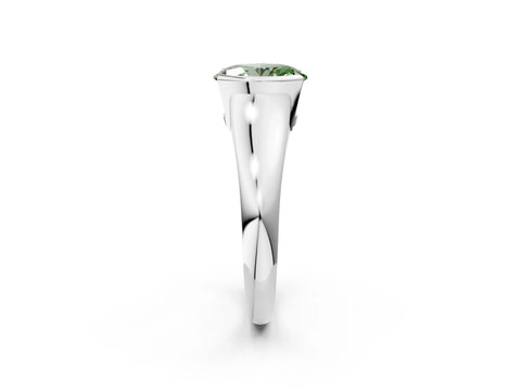 White gold Fancy Green Oval Cut Solitaire Tension Set Diamond Ring with Split Shank Band_14