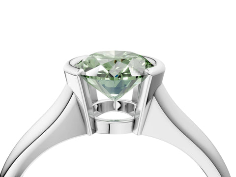 White gold Fancy Green Oval Cut Solitaire Tension Set Diamond Ring with Split Shank Band_16