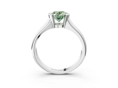 White gold Fancy Green Oval Cut Solitaire Tension Set Diamond Ring with Split Shank Band_3