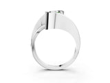 White gold Fancy Green Oval Cut Solitaire Tension-Set Diamond Split Shank Ring_3
