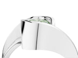 White gold Fancy Green Oval Cut Solitaire Tension-Set Diamond Split Shank Ring_4