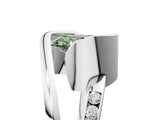White gold Fancy Green Oval Cut Solitaire Tension-Set Diamond Split Shank Ring_5