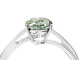 White gold Fancy Green Oval  Cut Solitaire Twist Band Ring with Four-Prong Setting_31