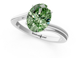 White gold Fancy Green Oval  Cut Solitaire Twist Band Ring with Four-Prong Setting_37