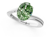 White gold Fancy Green Oval  Cut Solitaire Twist Band Ring with Four-Prong Setting_53