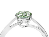 White gold Fancy Green Oval  Cut Solitaire Twist Band Ring with Four-Prong Setting_56