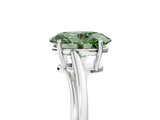 White gold Fancy Green Oval  Cut Solitaire Twist Band Ring with Four-Prong Setting_58