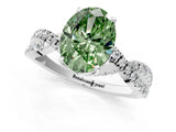 White gold Fancy Green Oval Cut Solitaire Twist Pave Diamond Engagement Ring with Prong Setting_13