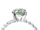 White gold Fancy Green Oval  Cut Solitaire Twisted Band with Four-Prong Setting_100