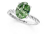 White gold Fancy Green Oval  Cut Solitaire Twisted Band with Four-Prong Setting_91