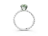 White gold Fancy Green Oval  Cut Solitaire Twisted Band with Four-Prong Setting_93