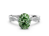 White gold Fancy Green Oval Cut Solitaire Twisted Pave Band with Four-Prong Setting_15