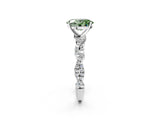 White gold Fancy Green Oval Cut Solitaire Twisted Pave Band with Four-Prong Setting_17