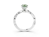 White gold Fancy Green Oval Cut Solitaire Twisted Pave Band with Four-Prong Setting_18