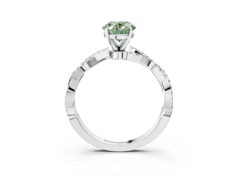 White gold Fancy Green Oval Cut Solitaire Twisted Pave Band with Four-Prong Setting_18