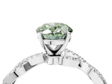 White gold Fancy Green Oval Cut Solitaire Twisted Pave Band with Four-Prong Setting_19