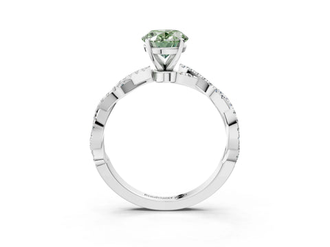 White gold Fancy Green Oval Cut Solitaire Twisted Pave Band with Four-Prong Setting_6