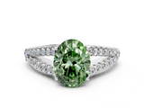 White gold Fancy Green Oval  Cut Split Shank Pave Diamond Engagement Ring with Four-Prong Setting_24