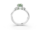 White gold Fancy Green Oval  Cut Three-Stone Channel Set Ring with Bar Prongs_66