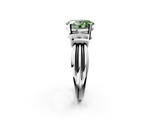 White gold Fancy Green Oval  Cut Three-Stone Channel Set Ring with Bar Prongs_66