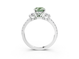 White gold Fancy Green Oval  Cut Three-Stone Diamond Pavé Band with Prong Setting_20