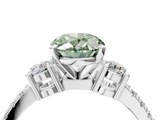 White gold Fancy Green Oval  Cut Three-Stone Diamond Pavé Band with Prong Setting_21