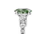 White gold Fancy Green Oval  Cut Three-Stone Diamond Pavé Band with Prong Setting_22