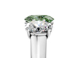 White gold Fancy Green Oval Cut Three-Stone Diamond Ring with Prong Setting on a Classic Band_17