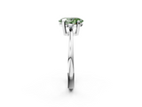 White gold Fancy Green Oval  Cut Three-Stone Solitaire Ring with Round Accent Diamonds and Four-Prong Setting_22