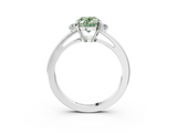 White gold Fancy Green Oval  Cut Three-Stone Solitaire Ring with Round Accent Diamonds and Four-Prong Setting_22