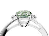 White gold Fancy Green Oval  Cut Three-Stone Solitaire Ring with Round Accent Diamonds and Four-Prong Setting_23