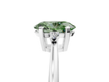 White gold Fancy Green Oval  Cut Three-Stone Solitaire Ring with Round Accent Diamonds and Four-Prong Setting_24
