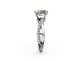 White gold Fancy Green Oval  Cut Twist Band Solitaire Diamond Ring with Pavé Setting_5