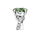 White gold Fancy Green Oval  Cut Twist Band Solitaire Diamond Ring with Pavé Setting_8