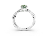 White gold Fancy Green Oval  Cut Twisted Pavé Band Solitaire Ring with Four-Prong Setting_58