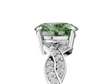 White gold Fancy Green Oval  Cut Twisted Pavé Band Solitaire Ring with Four-Prong Setting_60