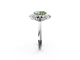 White gold Fancy Green Oval  Diamond Cluster Halo Ring with Solitaire Band and Four-Prong Setting_22