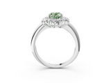 White gold Fancy Green Oval  Diamond Cluster Halo Ring with Solitaire Band and Four-Prong Setting_23