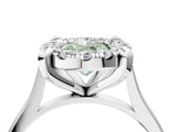 White gold Fancy Green Oval  Diamond Cluster Halo Solitaire with Four-Prong Setting_109