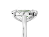 White gold Fancy Green Oval  Diamond Cluster Halo Solitaire with Four-Prong Setting_111