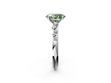 White gold Fancy Green Oval  Diamond Cluster Prong-Set Solitaire Ring_44