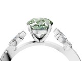 White gold Fancy Green Oval  Diamond Floral Vine Solitaire Engagement Ring_7