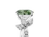White gold Fancy Green Oval  Diamond Floral Vine Solitaire Engagement Ring_8