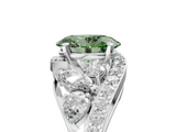 White gold Fancy Green Oval  Diamond Halo Ring with Marquise and Pavé Band in Prong Setting_67