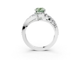 White gold Fancy Green Oval  Diamond Halo Ring with Marquise and Pavé Band in Prong Setting_70