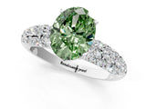 White gold Fancy Green Oval  Diamond Pavé Band Solitaire Ring with Four-Prong Setting_50