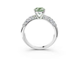 White gold Fancy Green Oval  Diamond Pavé Band Solitaire Ring with Four-Prong Setting_52
