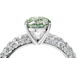 White gold Fancy Green Oval  Diamond Pavé Band Solitaire Ring with Four-Prong Setting_53