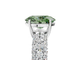 White gold Fancy Green Oval  Diamond Pavé Band Solitaire Ring with Four-Prong Setting_54