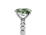 White gold Fancy Green Oval  Diamond Pavé Band Solitaire with Four-Prong Setting_235